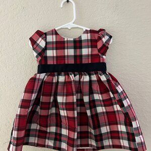 Carters Infant Girls Red Plaid Holiday Dress 12M Short Cap Sleeves Christmas